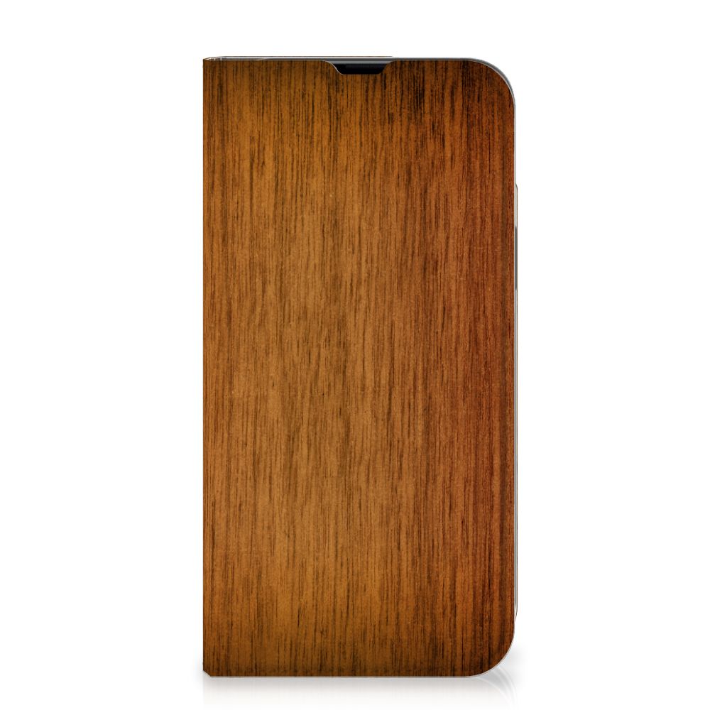 iPhone 13 Pro Max Book Wallet Case Donker Hout - B2C Telecom