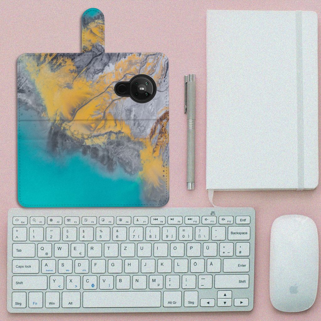 Nokia 5.3 Bookcase Marble Blue Gold