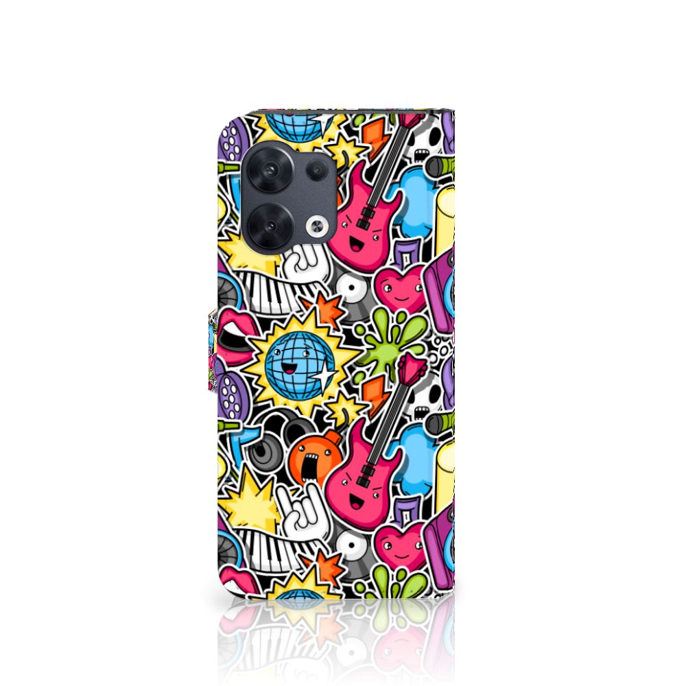 OPPO Reno8 Wallet Case met Pasjes Punk Rock