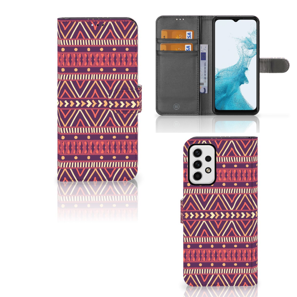 Samsung Galaxy A23 Telefoon Hoesje Aztec Paars