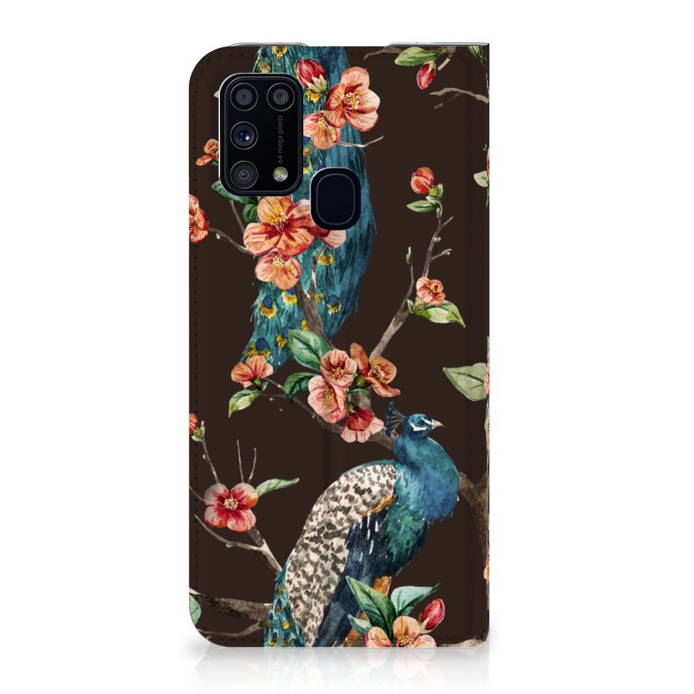 Samsung Galaxy M31 Hoesje maken Pauw met Bloemen - B2C Telecom