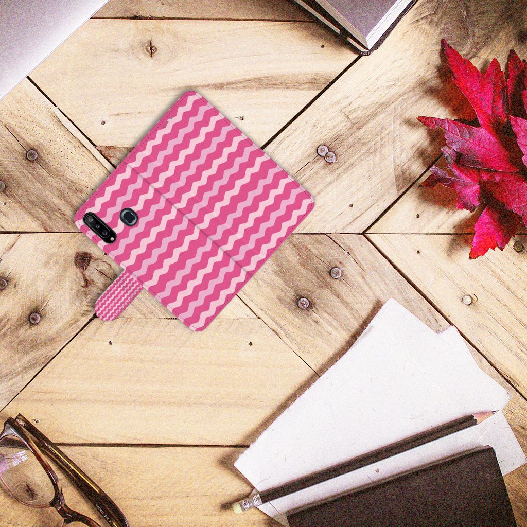 Samsung Galaxy A20s Telefoon Hoesje Waves Pink