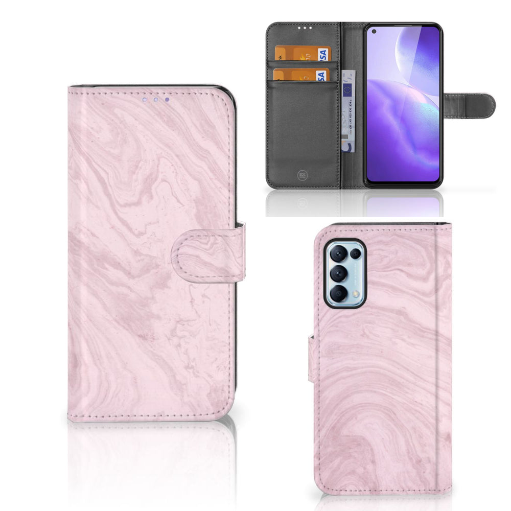 OPPO Find X3 Lite Bookcase Marble Pink - Origineel Cadeau Vriendin