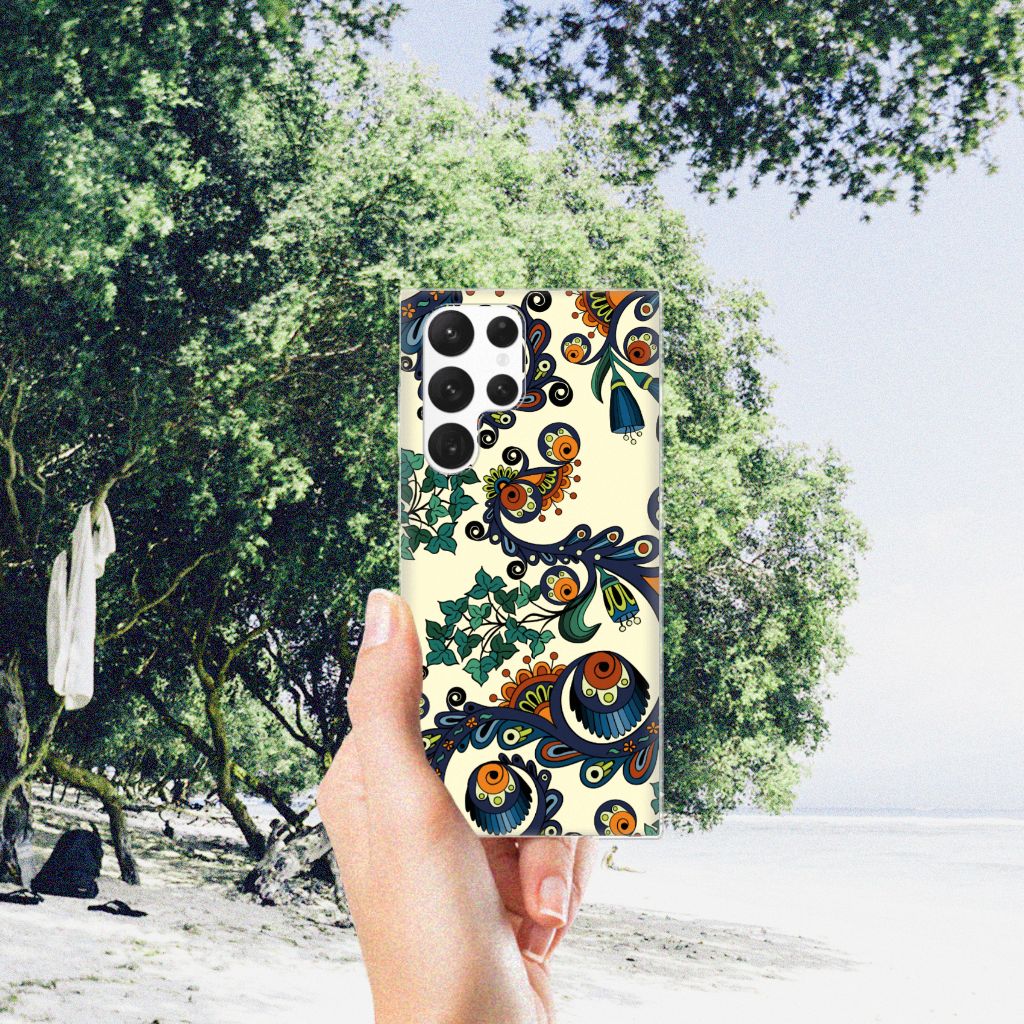 Siliconen Hoesje Samsung Galaxy S22 Ultra Barok Flower B2C Telecom