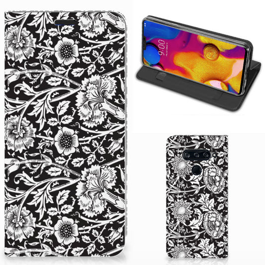 LG V40 Thinq Smart Cover Black Flowers