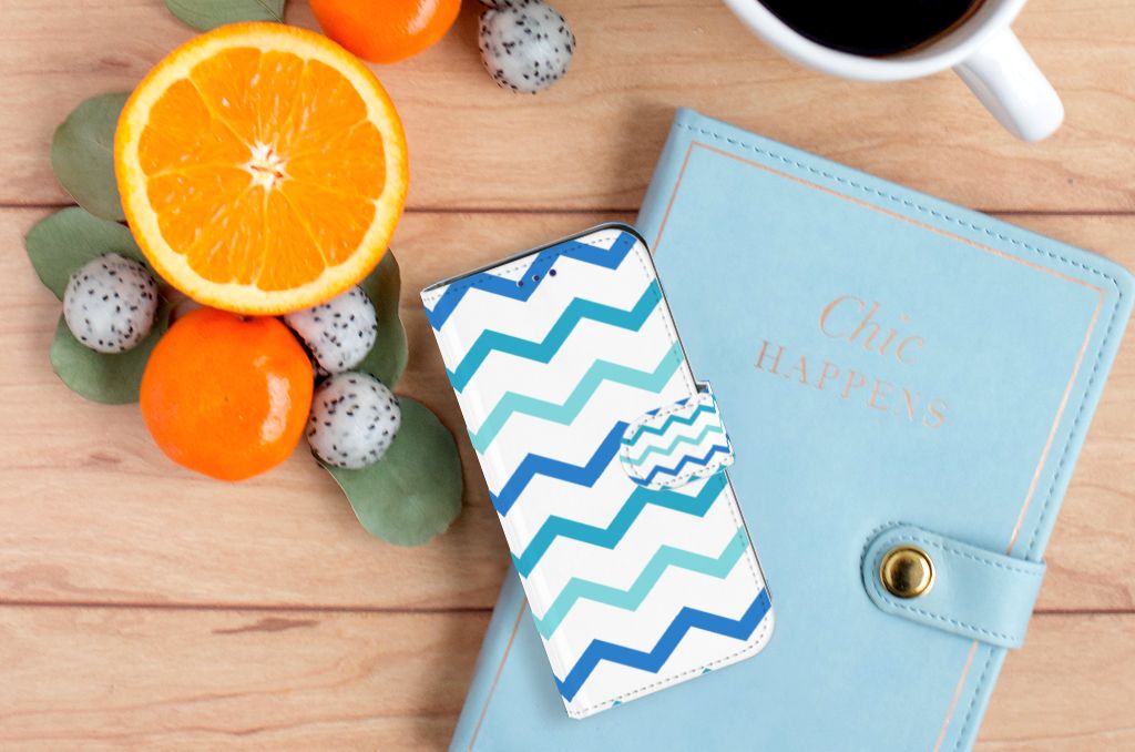 Samsung Galaxy S10e Telefoon Hoesje Zigzag Blauw