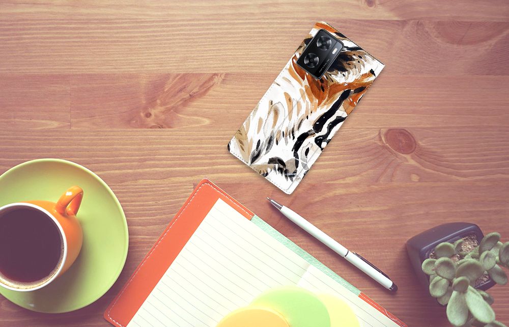 Bookcase OPPO A57 | A57s | A77 4G Watercolor Tiger - B2C Telecom