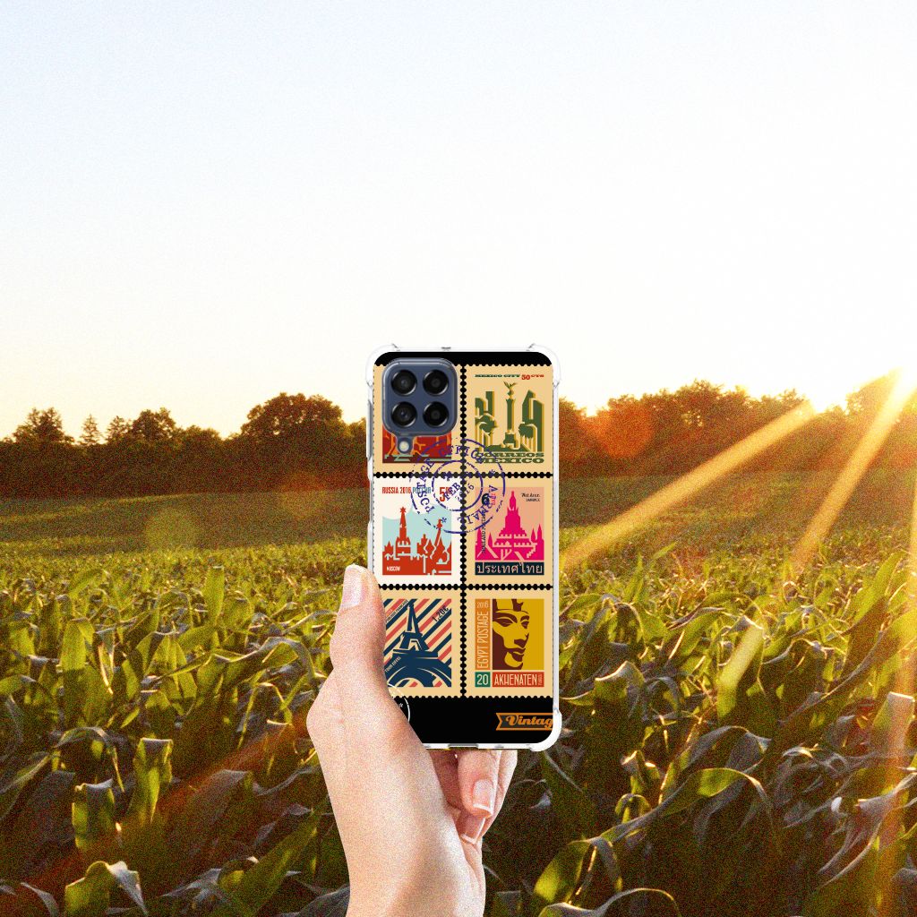 Samsung Galaxy M53 Telefoonhoesje met valbescherming Postzegels B2C Telecom