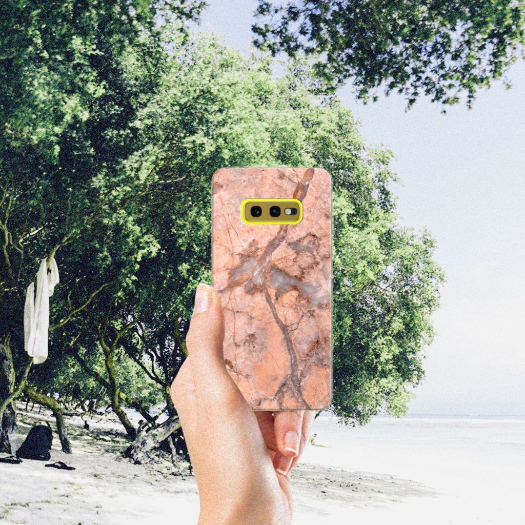 Samsung Galaxy S10e TPU Siliconen Hoesje Marmer Oranje