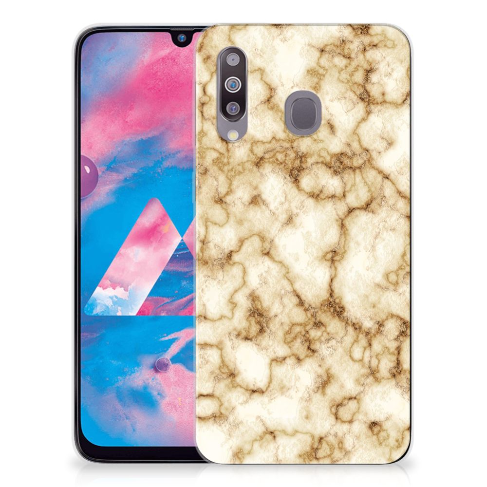Samsung Galaxy M30 TPU Siliconen Hoesje Marmer Goud