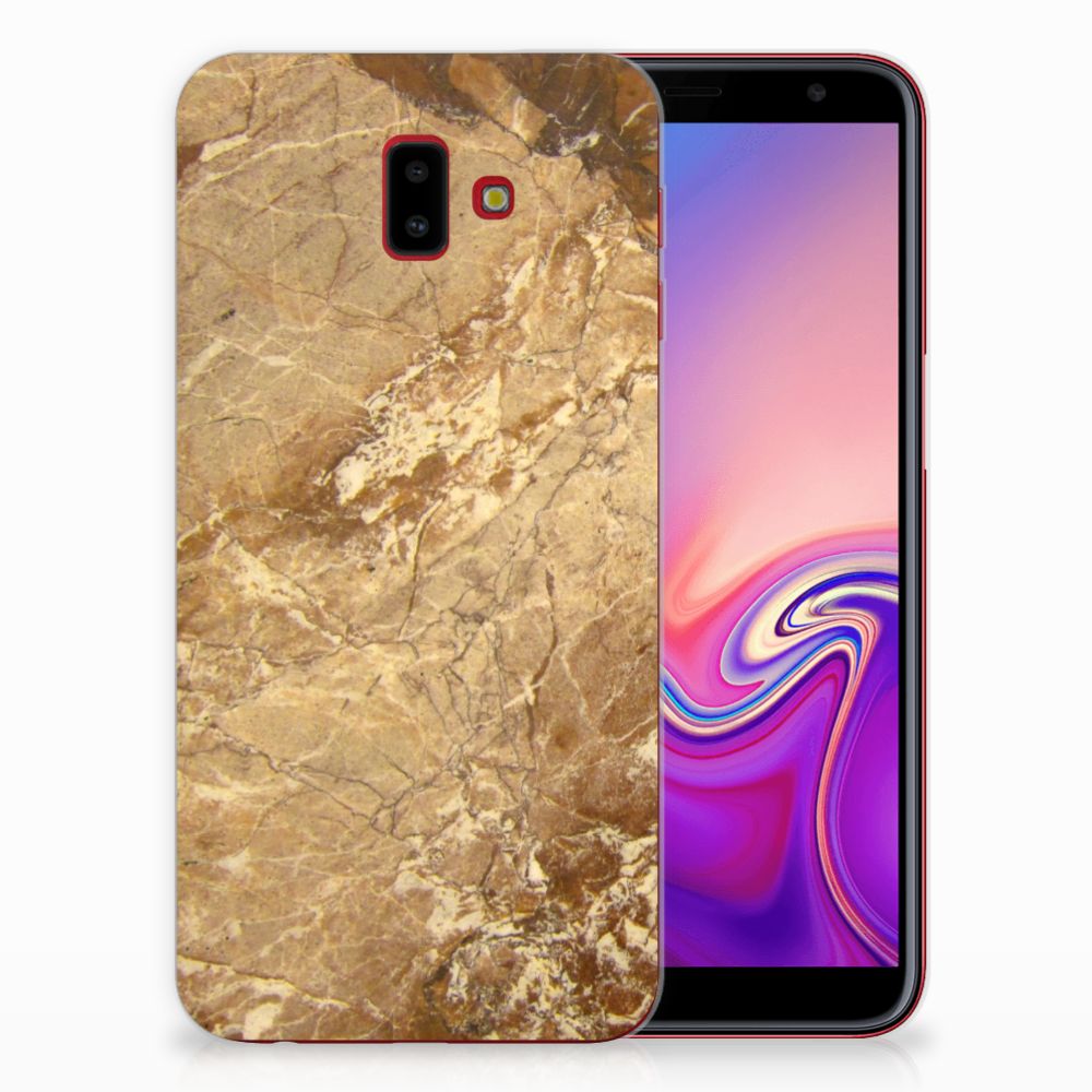 Samsung Galaxy J6 Plus (2018) TPU Siliconen Hoesje Marmer Creme