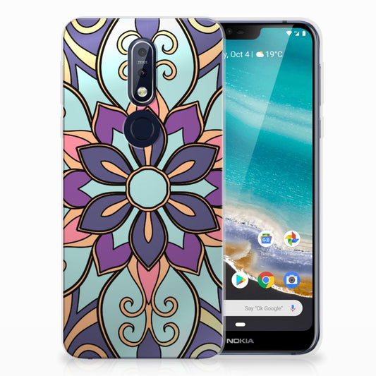 Nokia 7.1 TPU Case Purple Flower