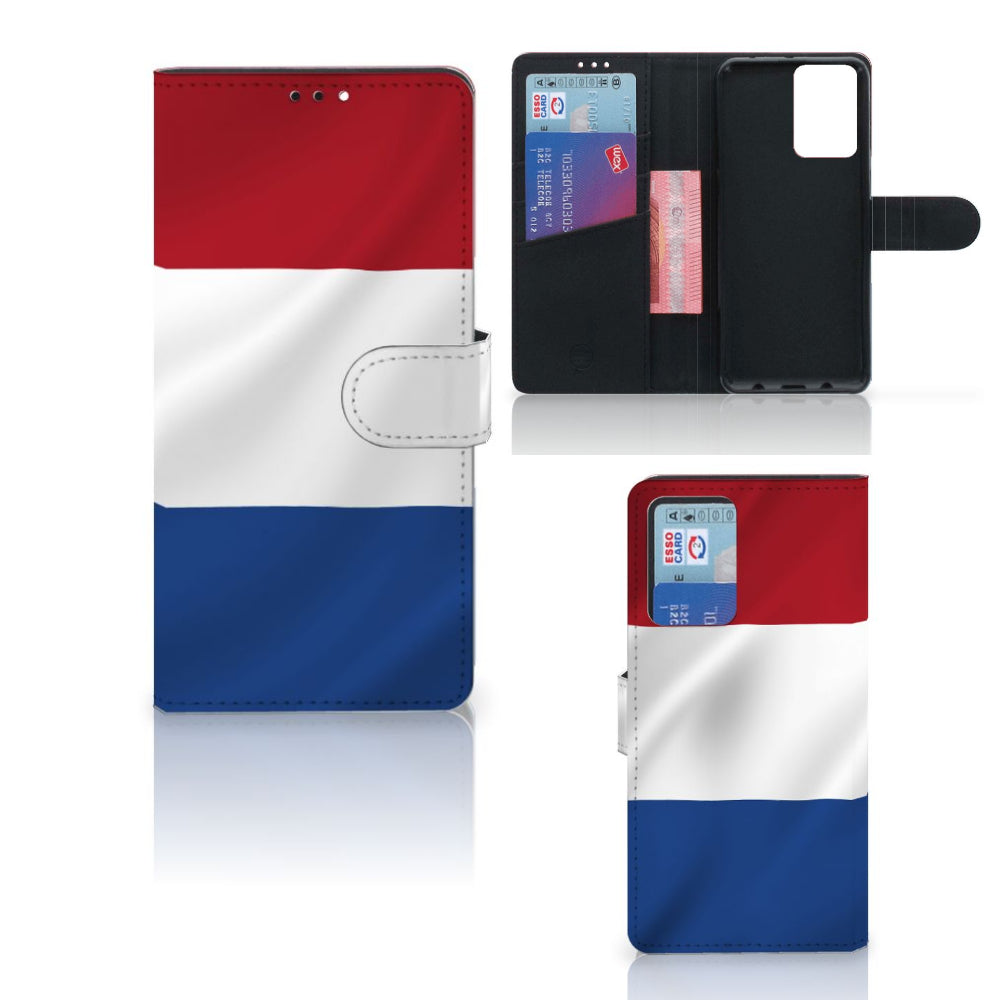 Xiaomi Redmi Note 10 Pro Bookstyle Case Nederlandse Vlag met pasjes en artistiek design van de Nederlandse vlag.