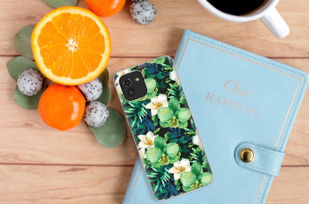 Samsung Galaxy A03 TPU Case Orchidee Groen B2C Telecom
