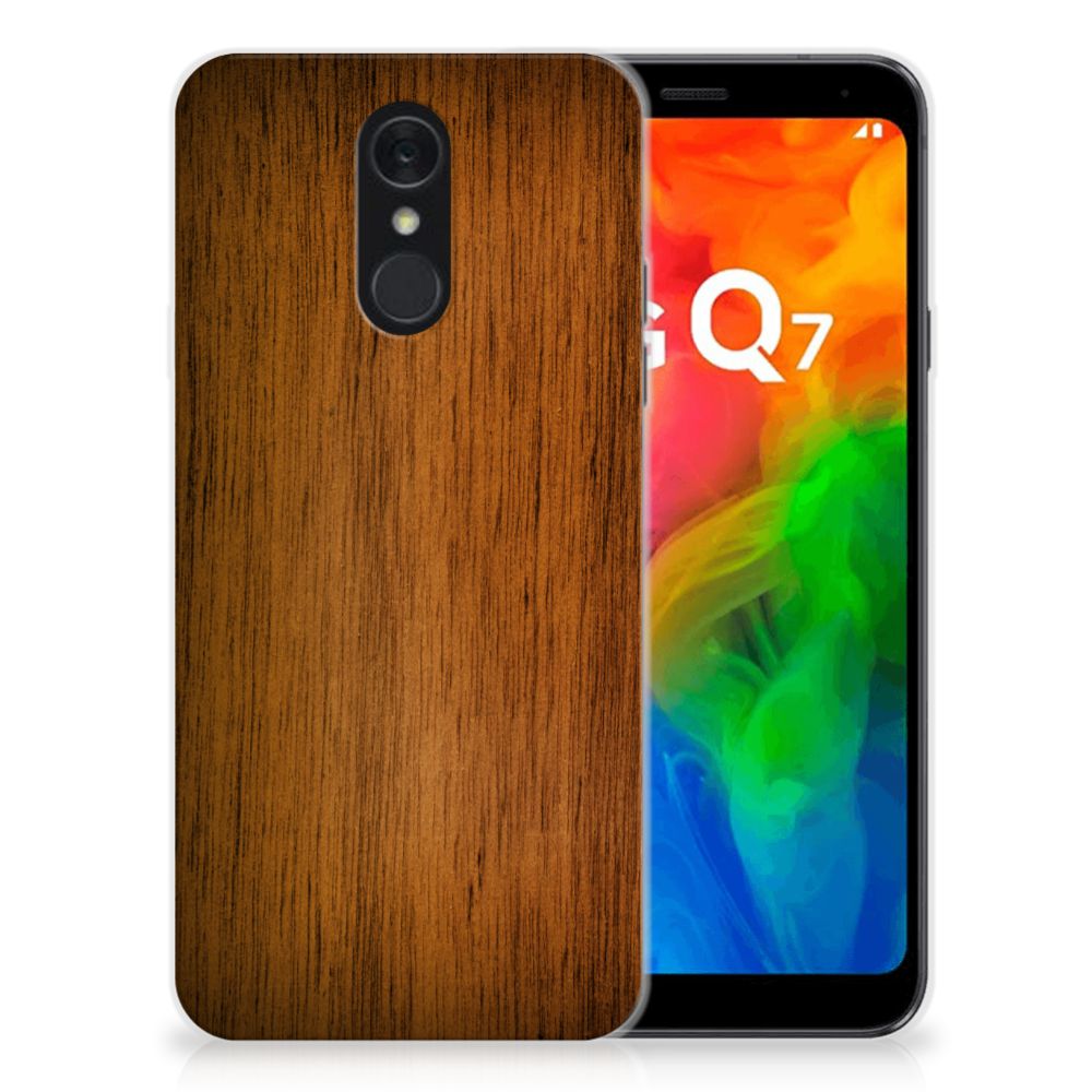 LG Q7 Bumper Hoesje Donker Hout