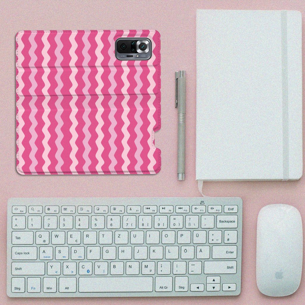 Xiaomi Redmi Note 10 Pro Hoesje met Magneet Waves Pink - B2C Telecom