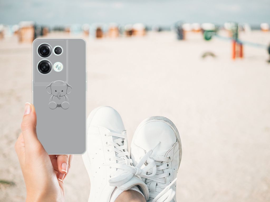 OPPO Reno8 Pro Telefoonhoesje met Naam Grijs Baby Olifant B2C Telecom