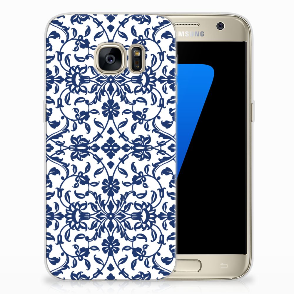 Samsung Galaxy S7 TPU Case Flower Blue