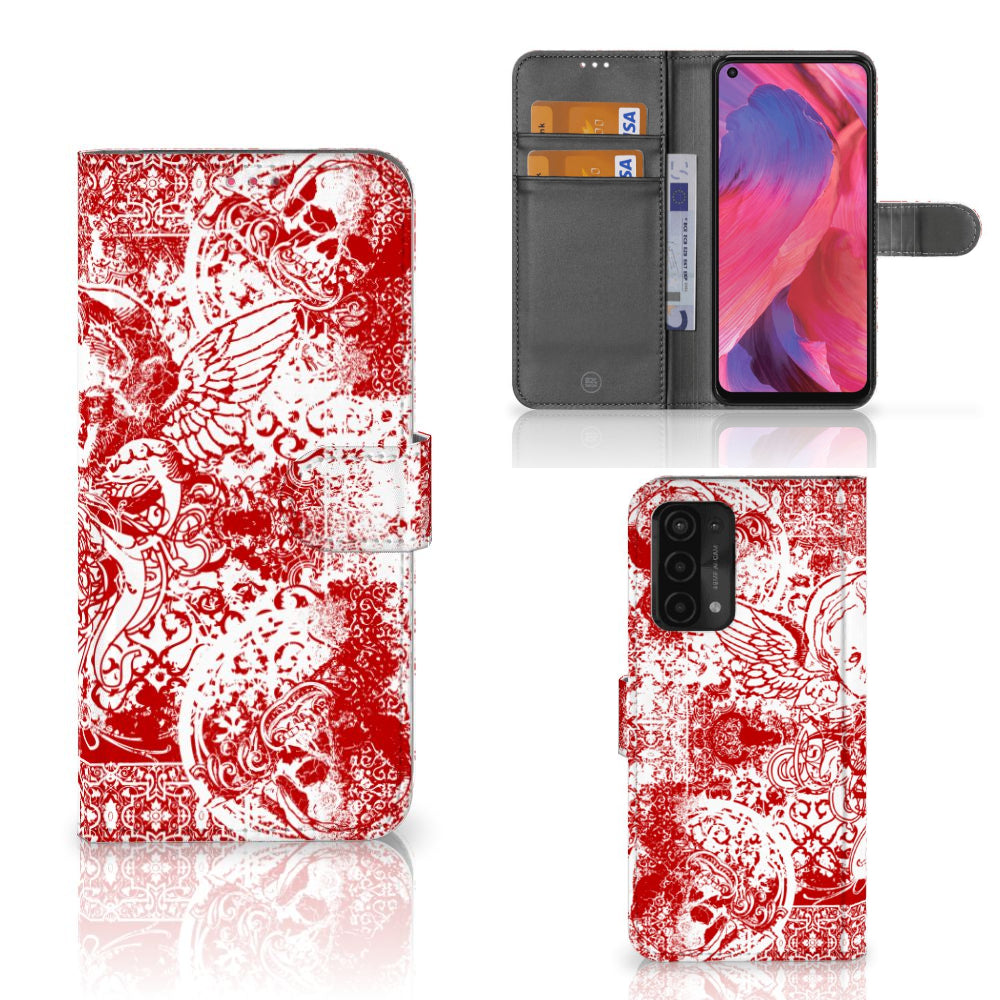 Telefoonhoesje met Naam OPPO A54 5G | A74 5G | A93 5G Angel Skull Rood