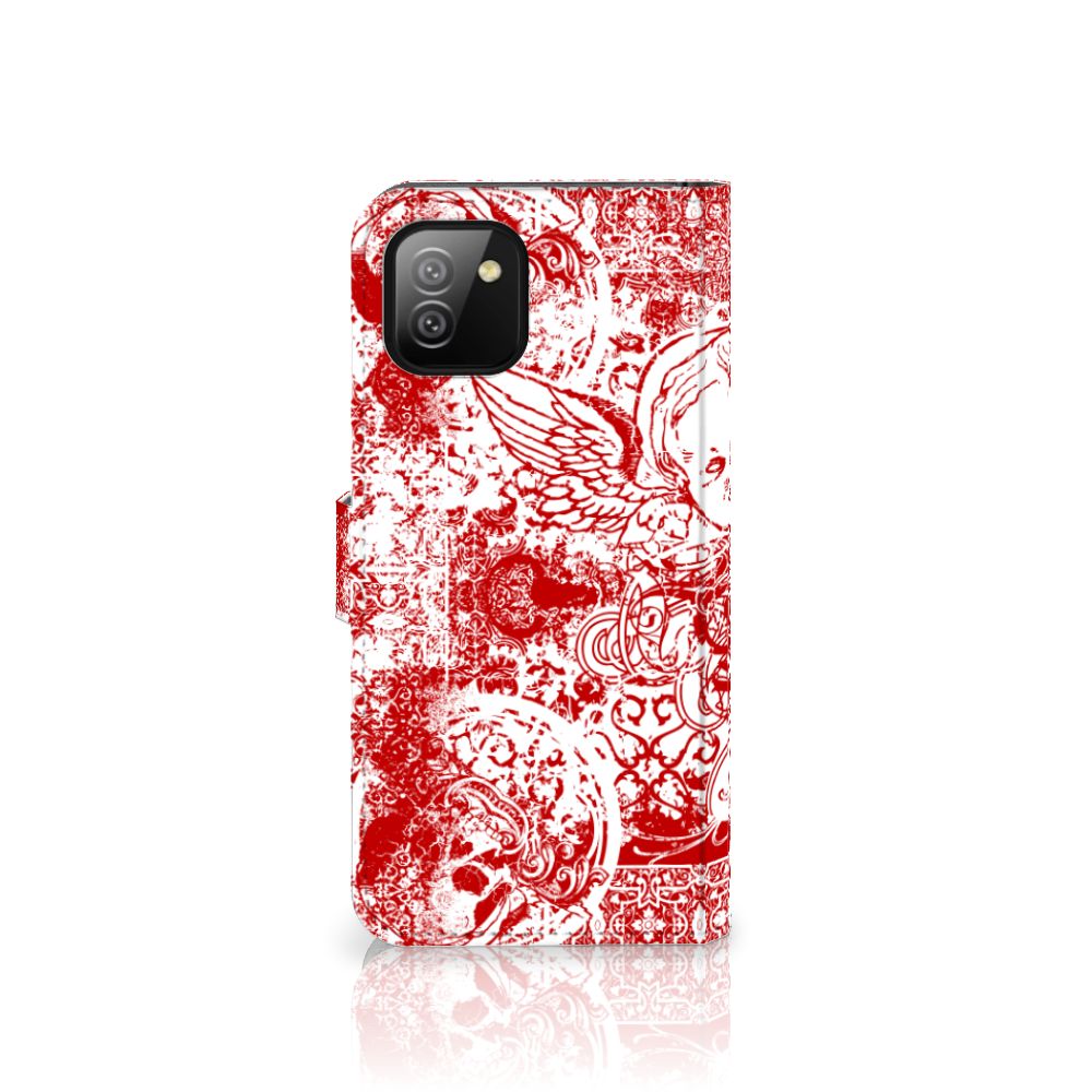 Telefoonhoesje met Naam Samsung Galaxy A03 Angel Skull Rood