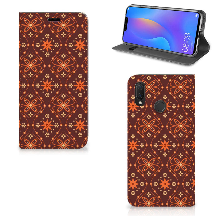 Huawei P Smart Plus Hoesje met Magneet Batik Brown