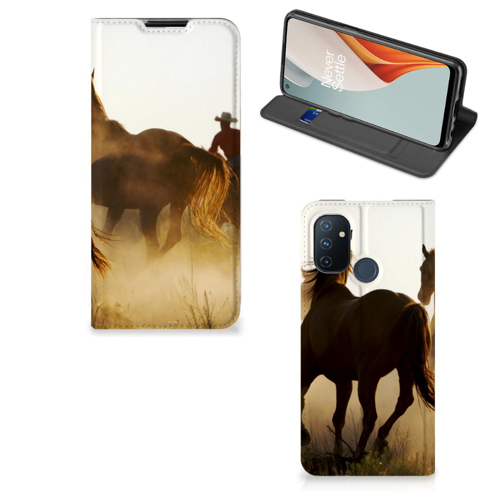 OnePlus Nord N100 Hoesje maken Design Cowboy met paardenprint en cowboyontwerp