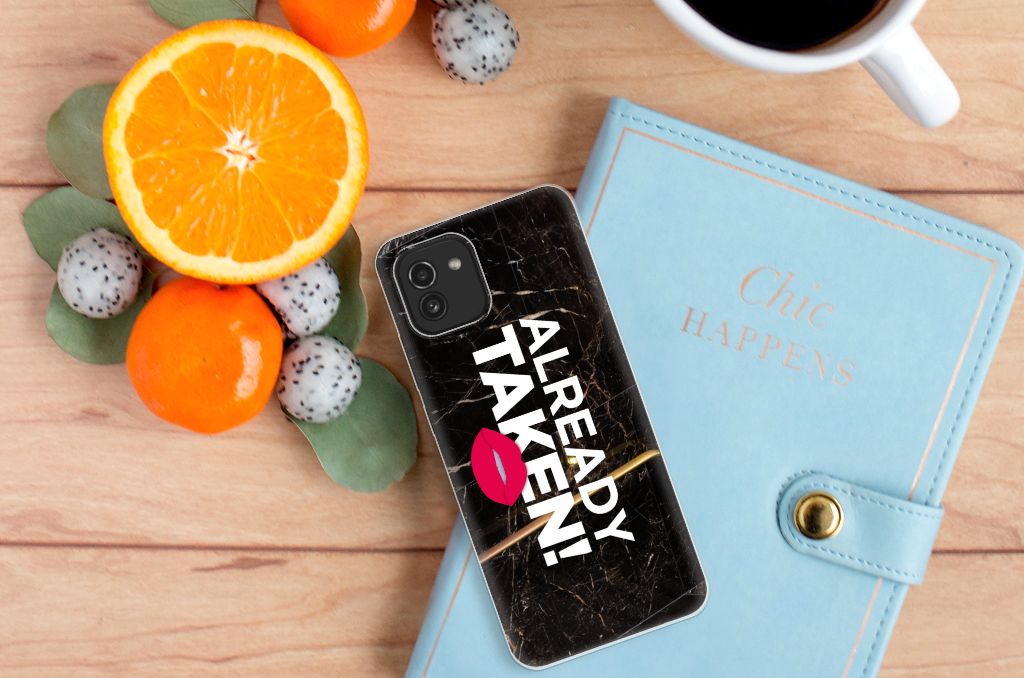 Samsung Galaxy A03 Siliconen hoesje met naam Already Taken Black B2C Telecom