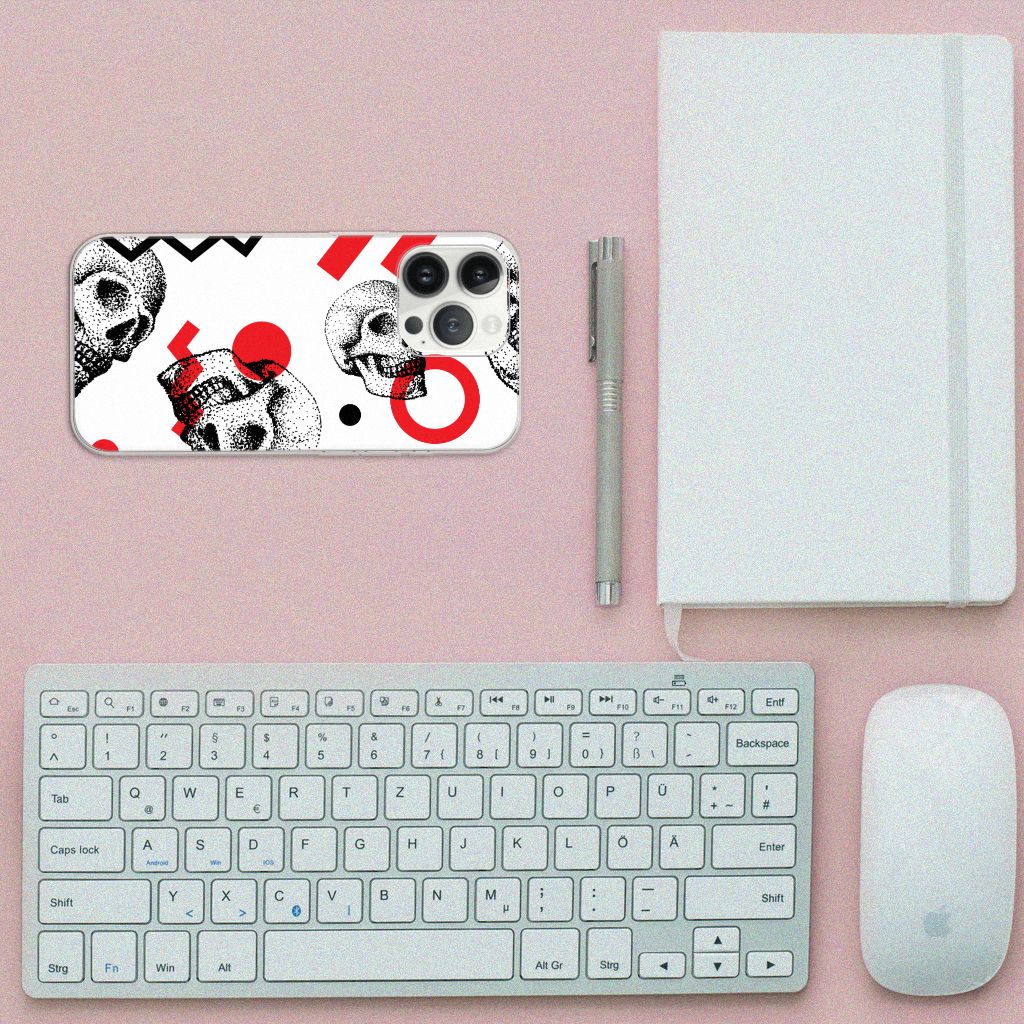 Silicone Back Case iPhone 13 Pro Max Skull Red B2C Telecom