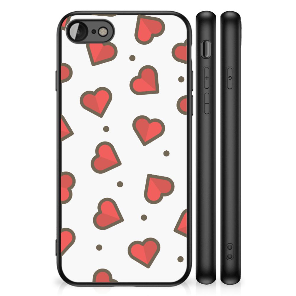 iPhone SE 2022 | SE 2020 | 7/8 Back Case Hearts with red hearts pattern on a white background