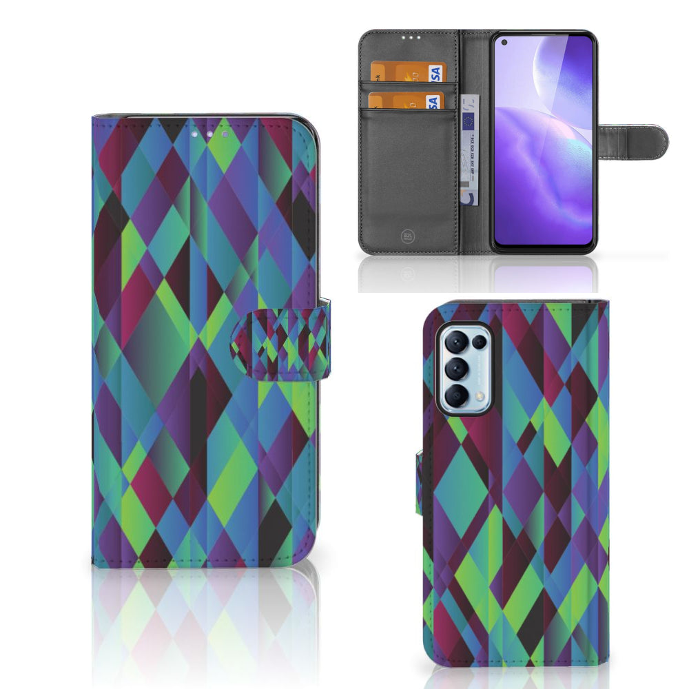 OPPO Find X3 Lite Book Case Abstract Green Blue