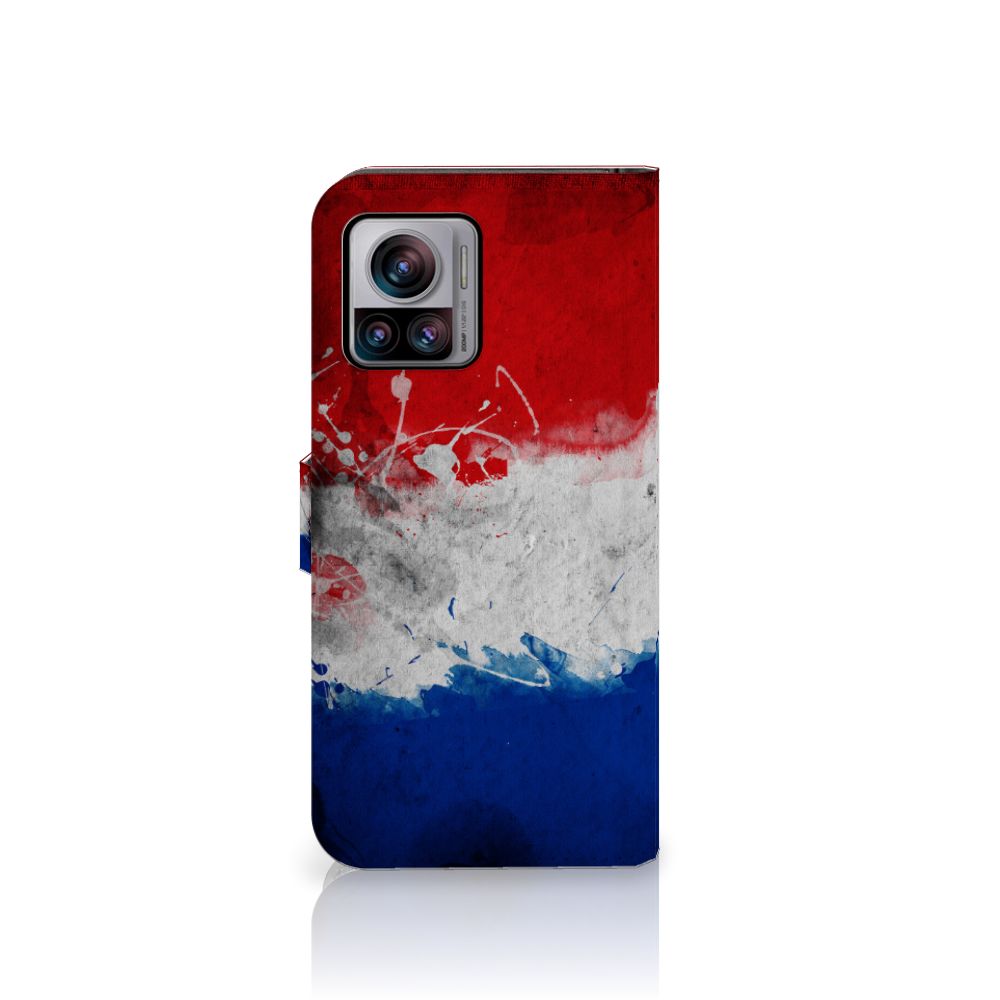 Motorola Edge 30 Ultra Bookstyle Case Nederland met artistiek ontwerp van de Nederlandse vlag