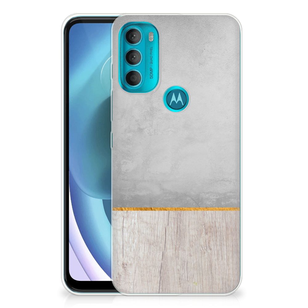 Motorola Moto G71 5G Bumper Hoesje Wood Concrete