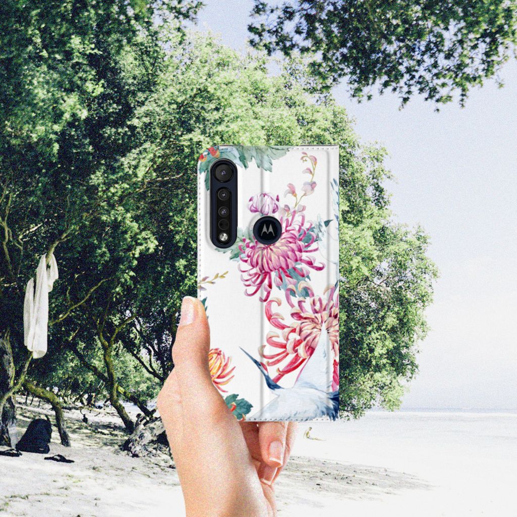 Motorola G8 Plus Hoesje maken Bird Flowers - B2C Telecom