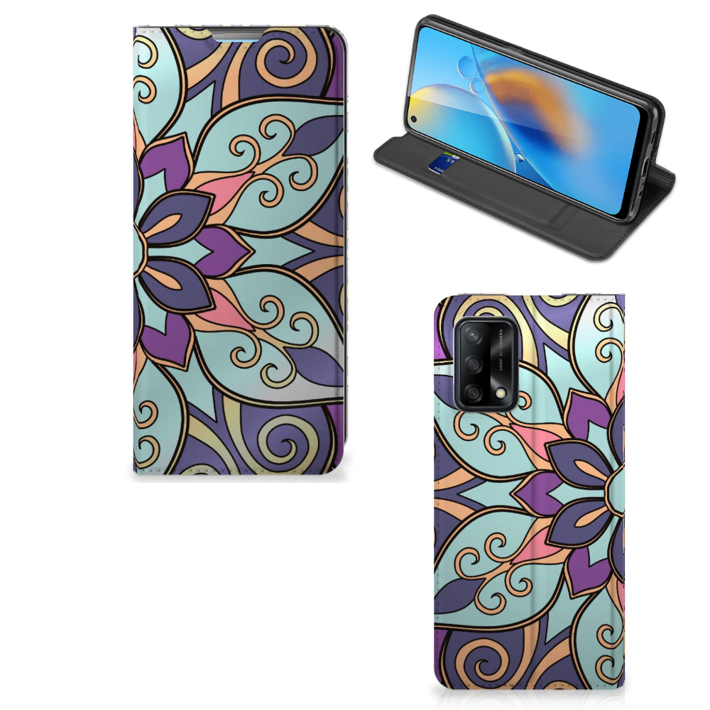 OPPO A74 4G Smart Cover Purple Flower - B2C Telecom