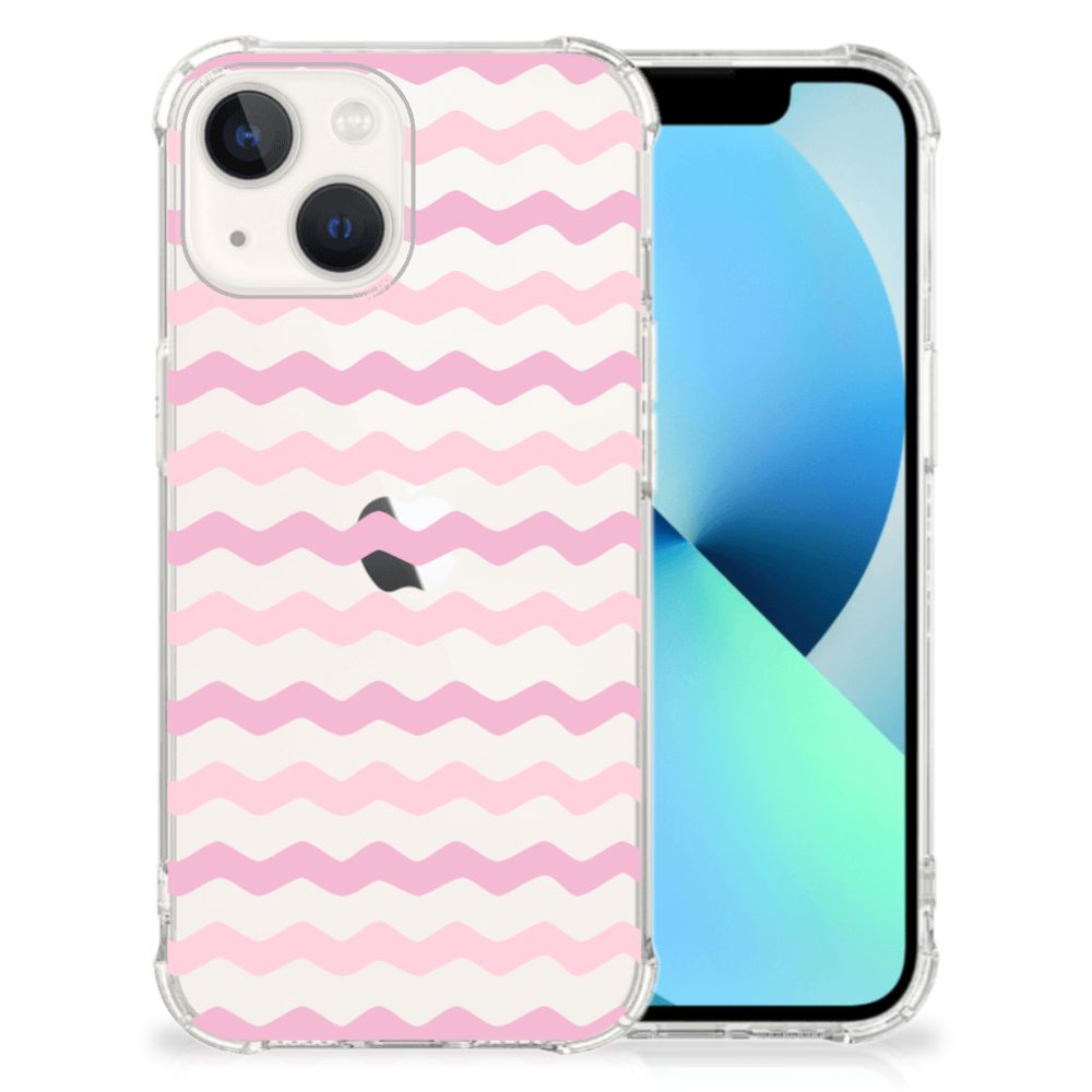 iPhone 13 Doorzichtige Silicone Hoesje Waves Roze B2C Telecom