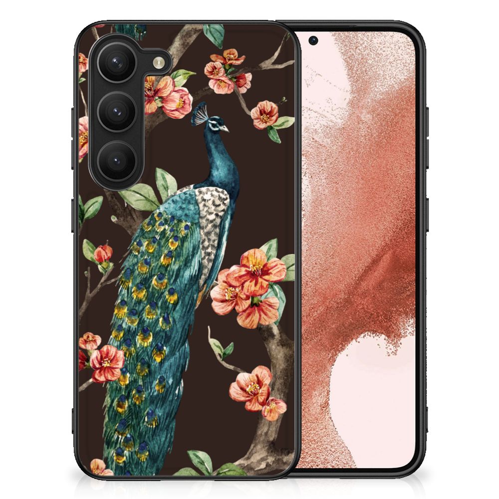 Samsung Galaxy S23 Dierenprint Telefoonhoesje Pauw met Bloemen B2C Telecom
