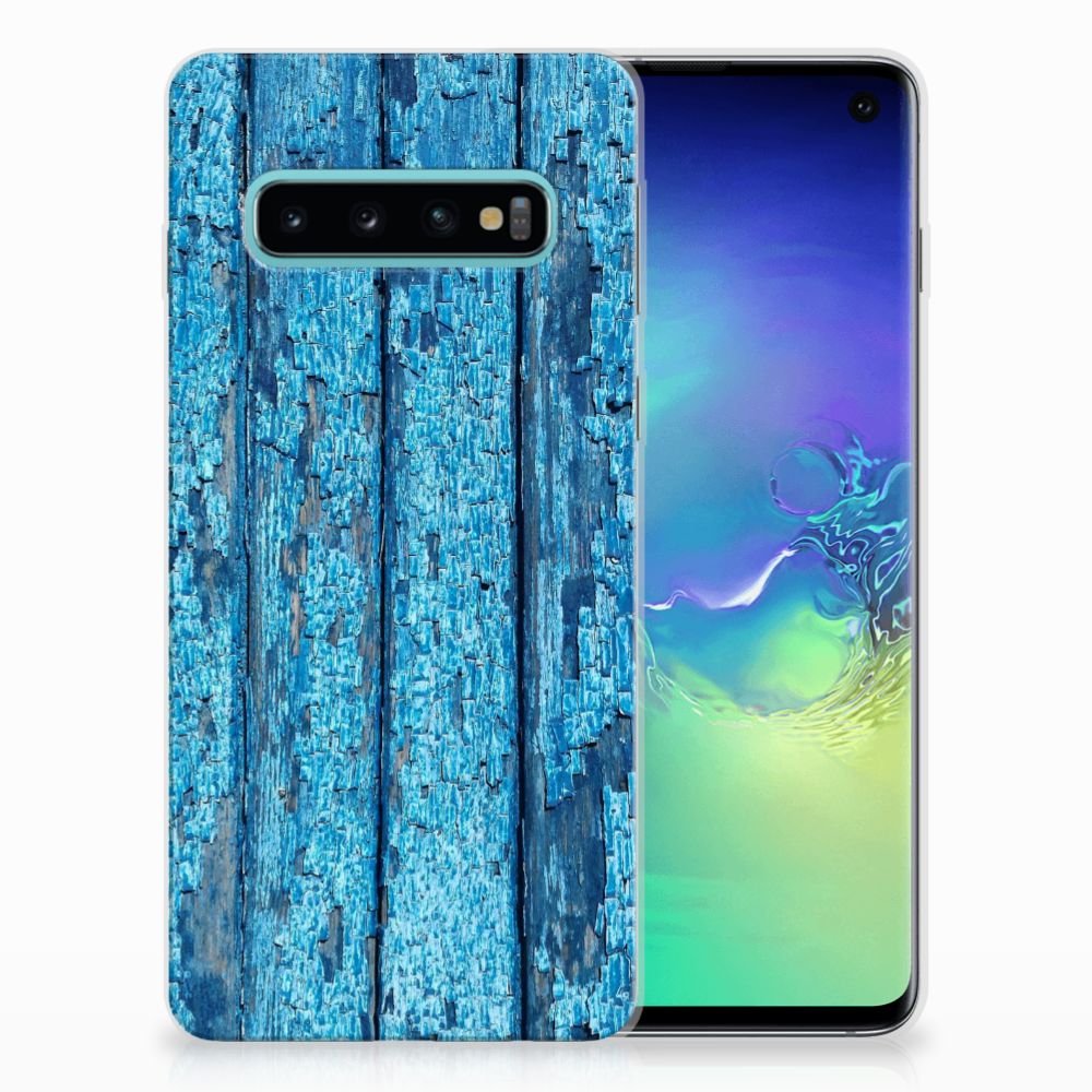 Samsung Galaxy S10 Bumper Hoesje Wood Blue