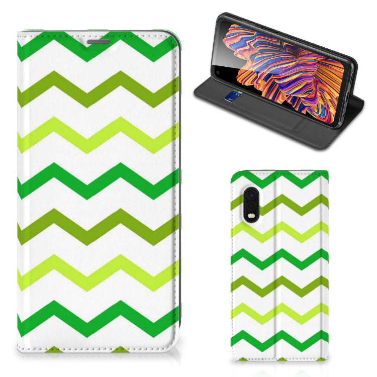 Samsung Xcover Pro Hoesje met Magneet Zigzag Groen