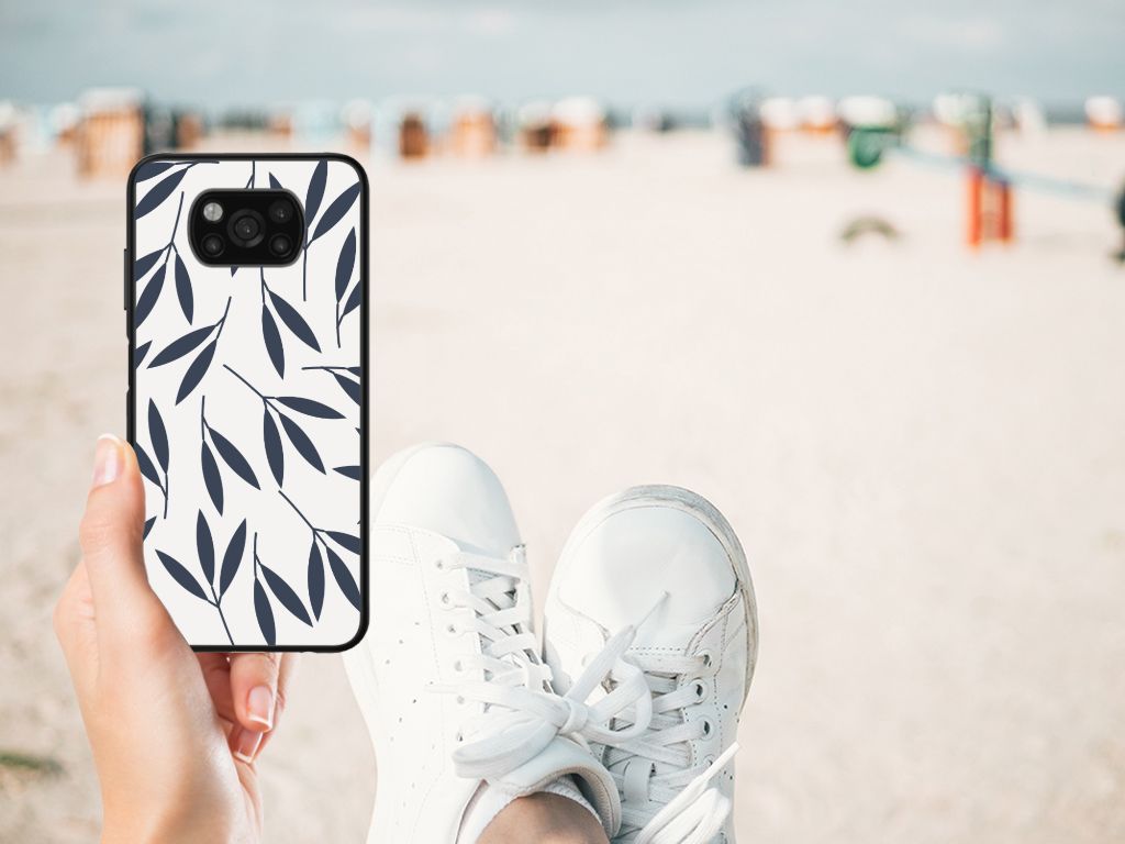 Xiaomi Poco X3 | X3 Pro Bloemen Hoesje Leaves Blue B2C Telecom