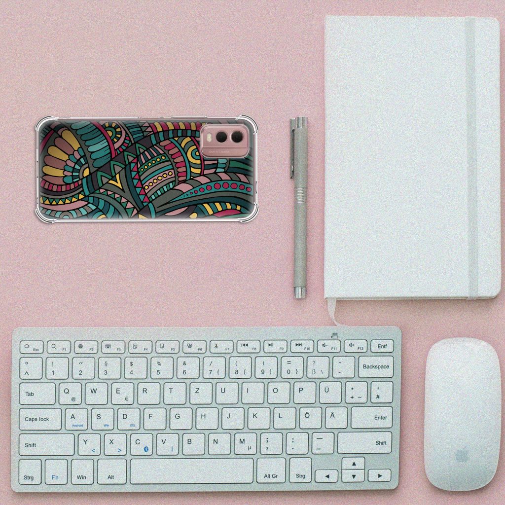 Nokia C32 Doorzichtige Silicone Hoesje Aztec B2C Telecom