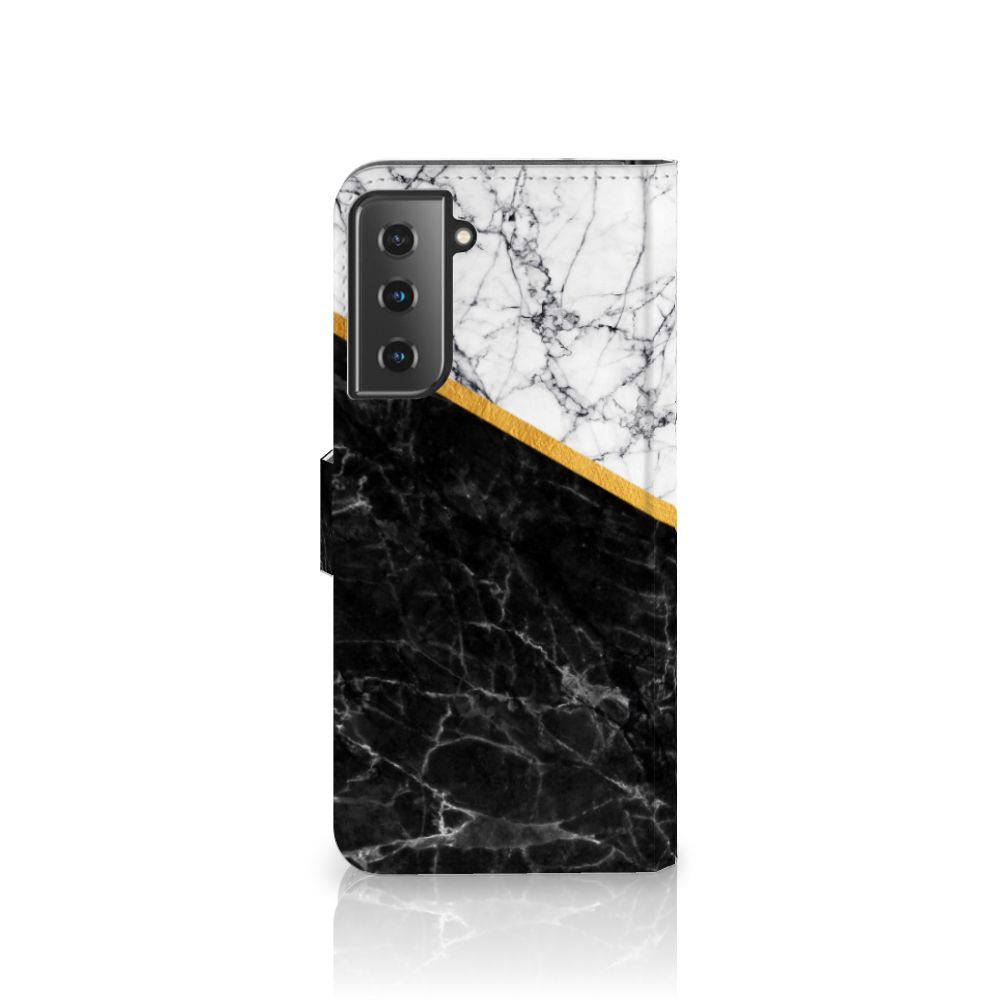 Samsung Galaxy S21 Plus Bookcase Marmer Wit Zwart - Origineel Cadeau Man