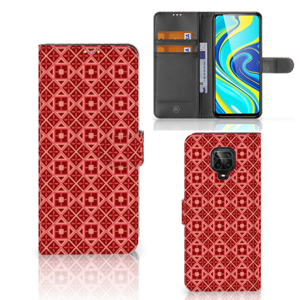 Xiaomi Redmi Note 9 Pro | Note 9S Telefoon Hoesje Batik Rood