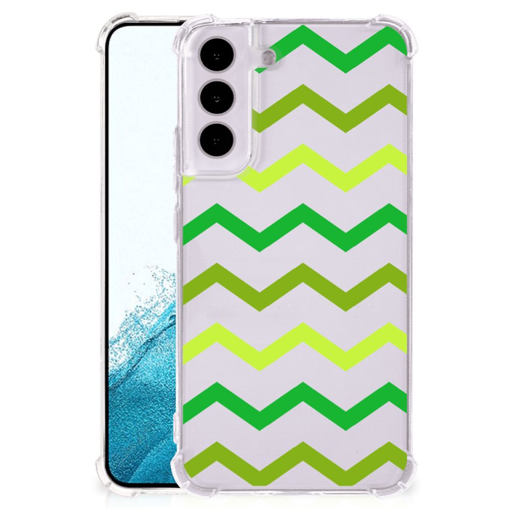 Samsung Galaxy S22 Doorzichtige Silicone Hoesje Zigzag Groen