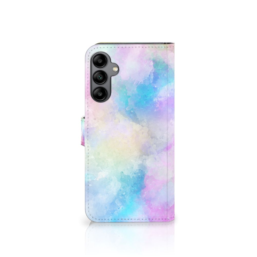 Hoesje Samsung Galaxy A34 Watercolor Light met unieke pastelkleuren en pasjeshouder.