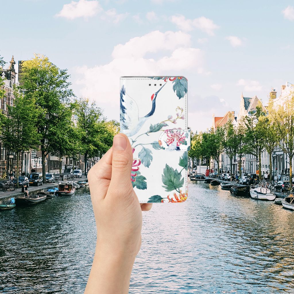 Samsung Galaxy J7 2016 Telefoonhoesje met Pasjes Bird Flowers