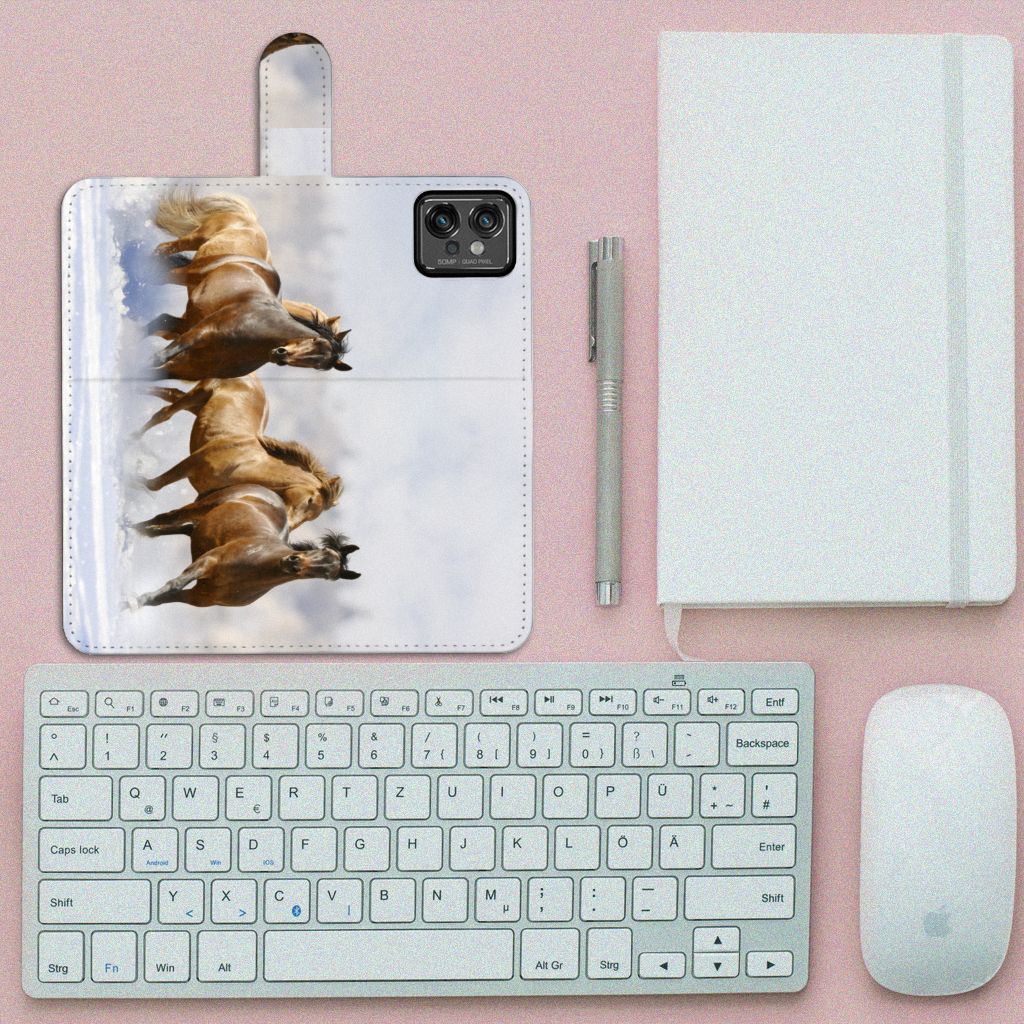 Motorola Moto G32 Telefoonhoesje met Pasjes Paarden