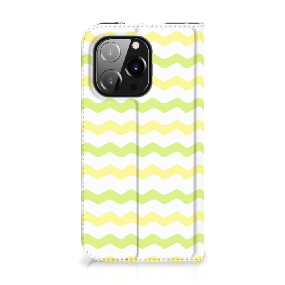 iPhone 14 Pro Hoesje met Magneet Waves Yellow - B2C Telecom