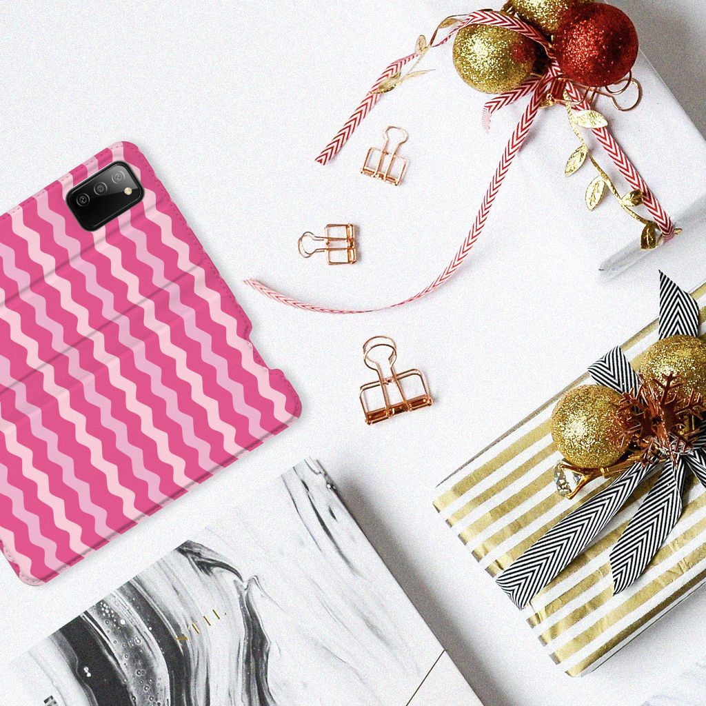 Samsung Galaxy M02s | A02s Hoesje met Magneet Waves Pink - B2C Telecom