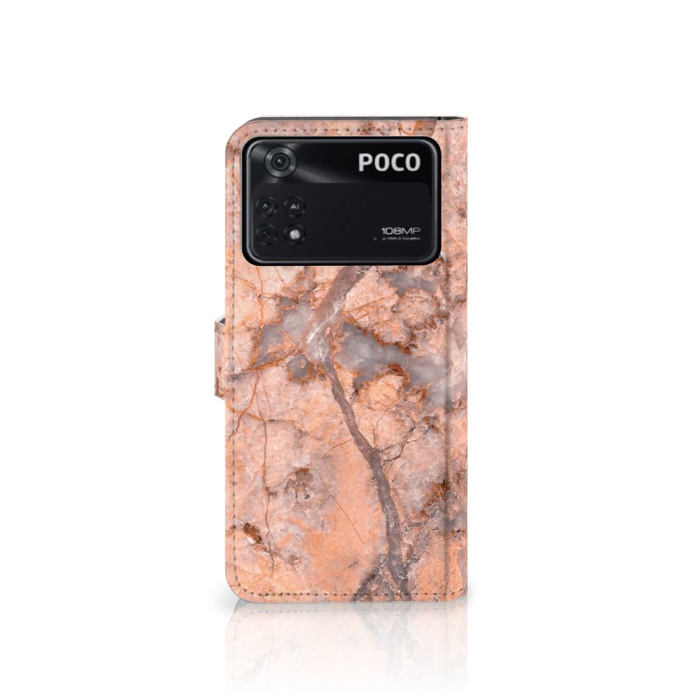 Xiaomi Poco X4 Pro 5G Bookcase Marmer Oranje