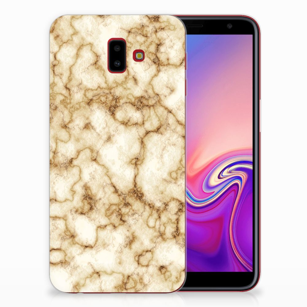 Samsung Galaxy J6 Plus (2018) TPU Siliconen Hoesje Marmer Goud